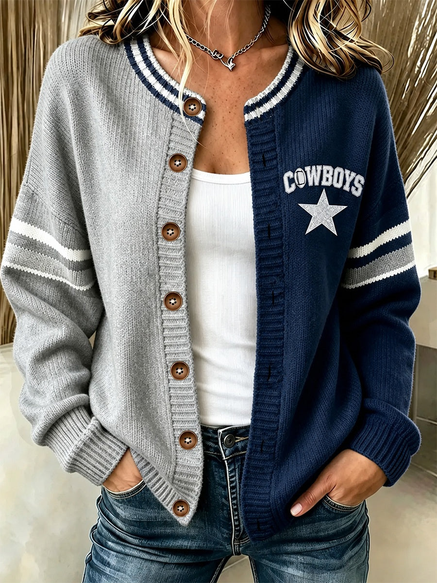 Women's Football Pattern Knitted Cardigan Top