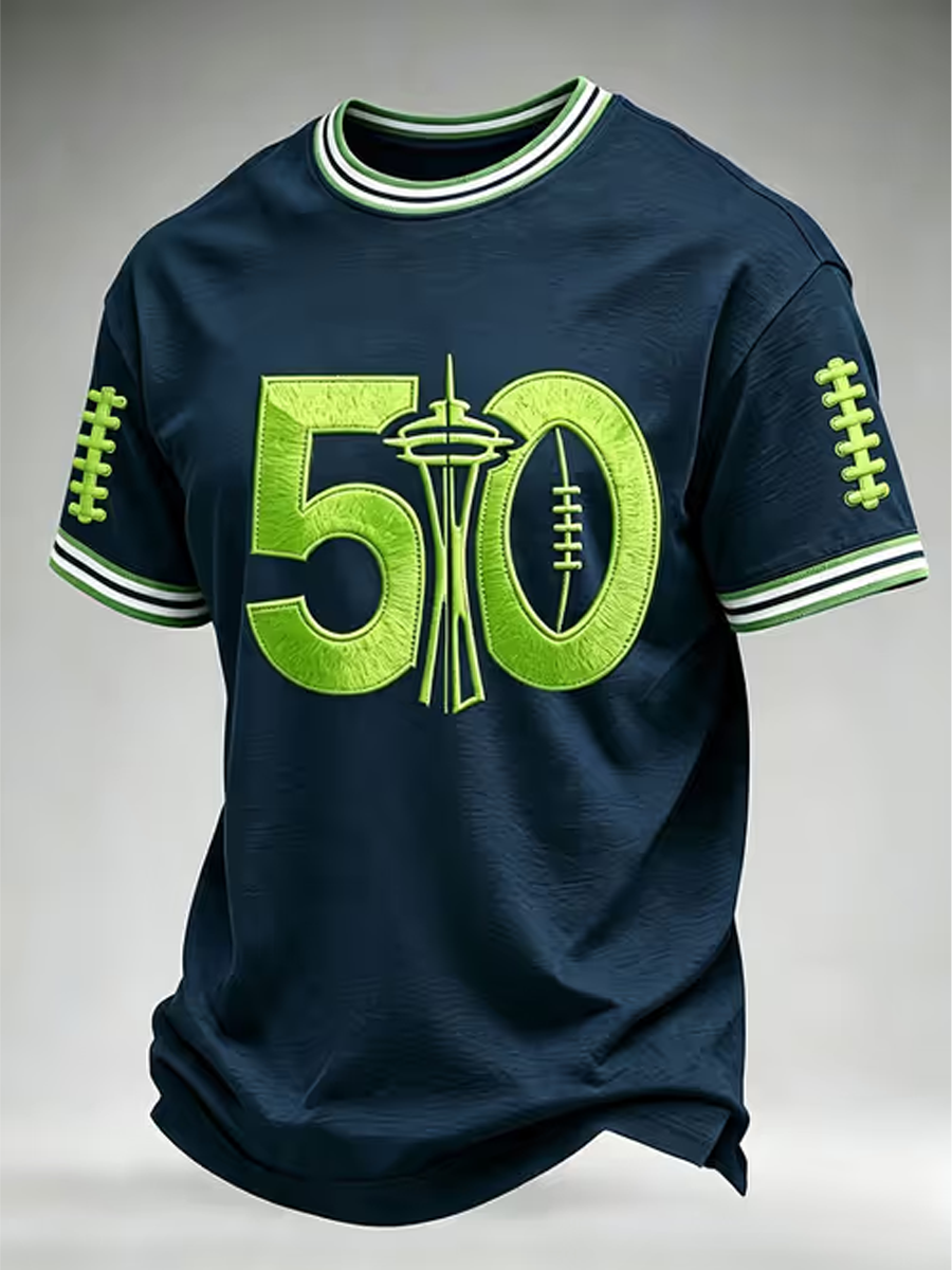 Men'S Football Printed Short Sleeved T-Shirt