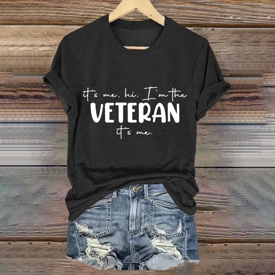 Women's "It's me, hi! I'm the VETERAN it's me" printed T-shirt
