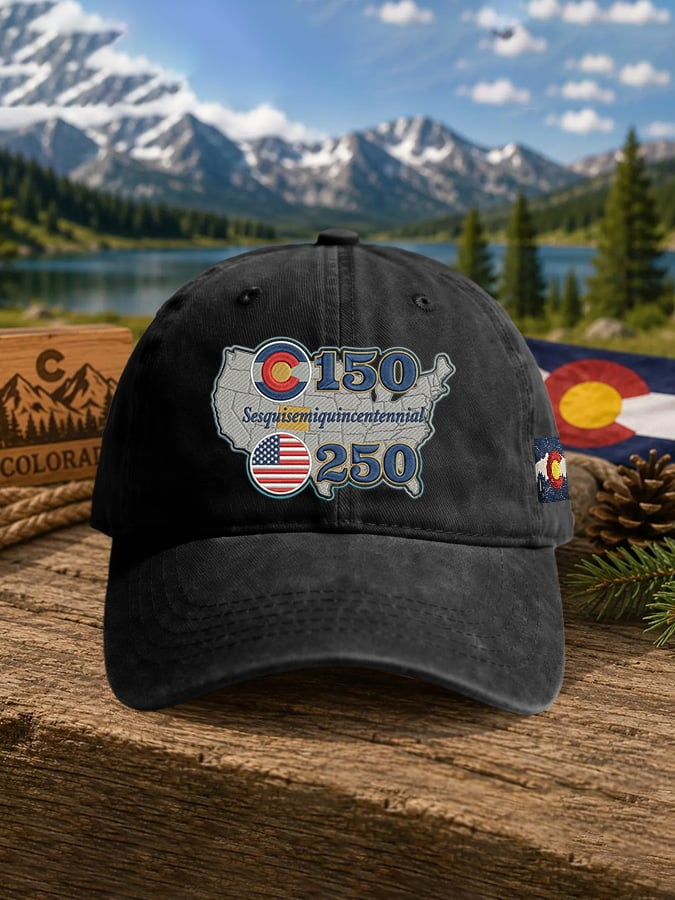 Retro Sesqui Semiquincentennial Colorado 150 Years Usa 250 Print Baseball Cap