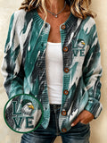 Women'S Casual Football Print Knitted Cardigan Top