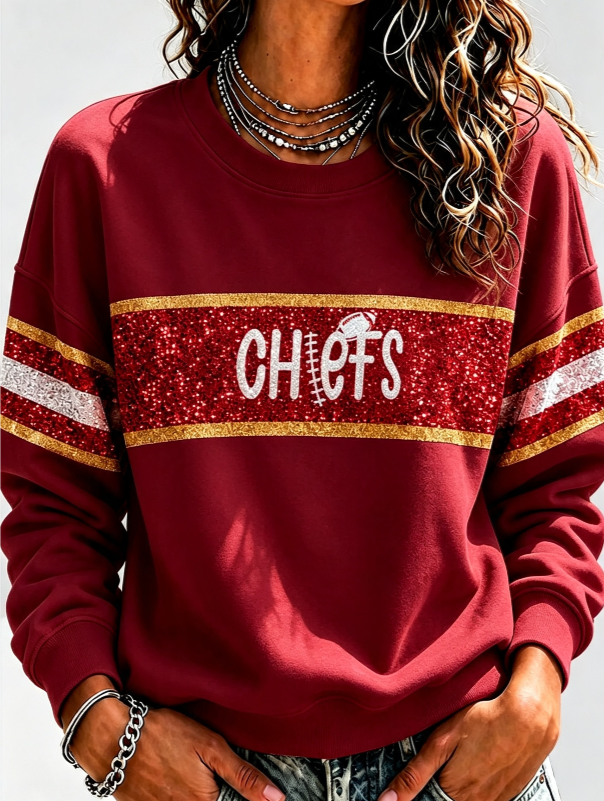 Women's Football Printed Casual Sweatshirt