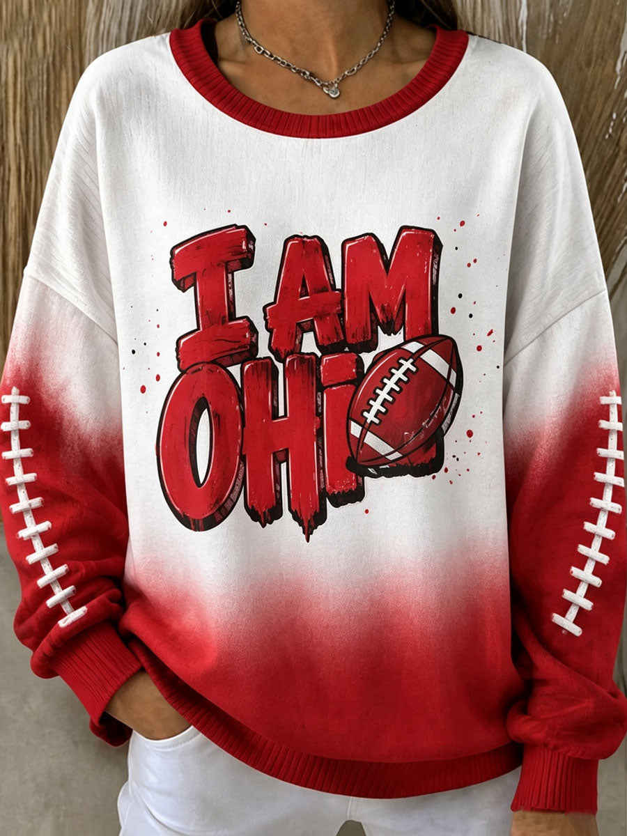 Women's Football Fan Printed Vintage Hoodie