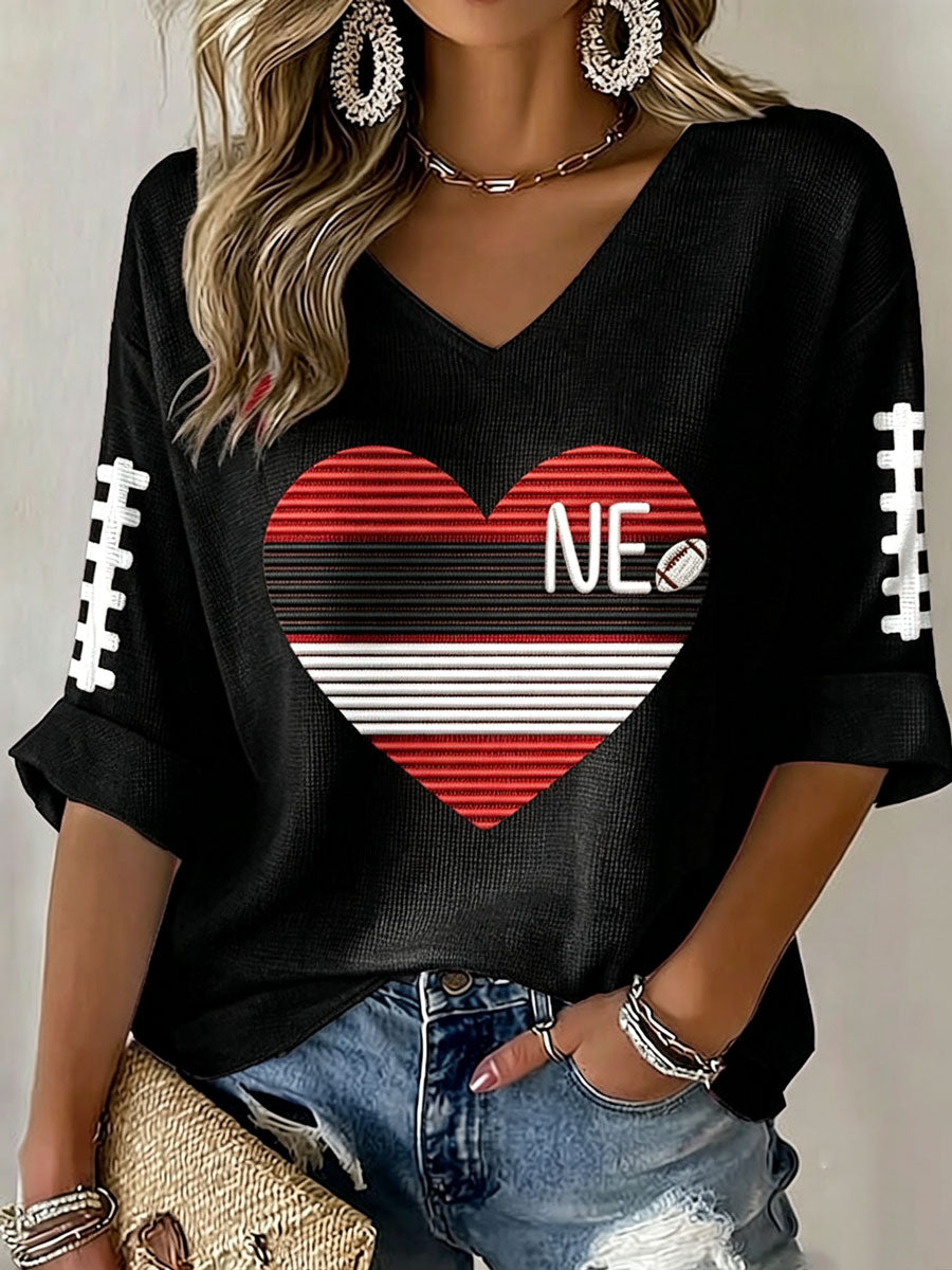 Women'S Football Print Waffle Top