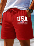 Men'S American Flag Printed Waffle Casual Shorts
