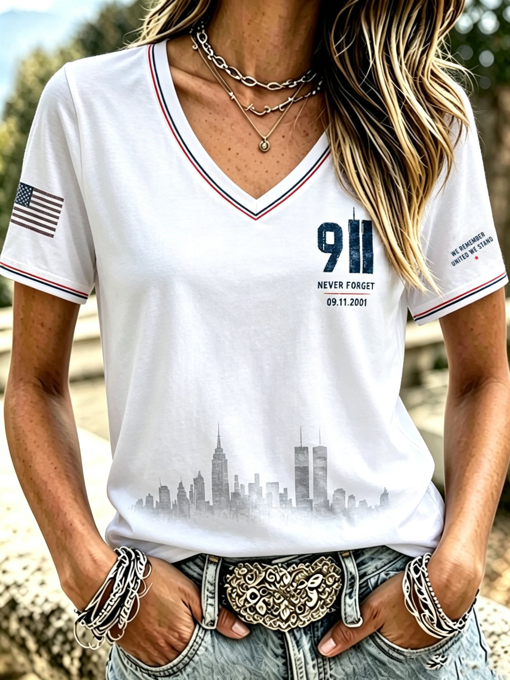 Women's 9.11 Never Forget Printed T-shirt