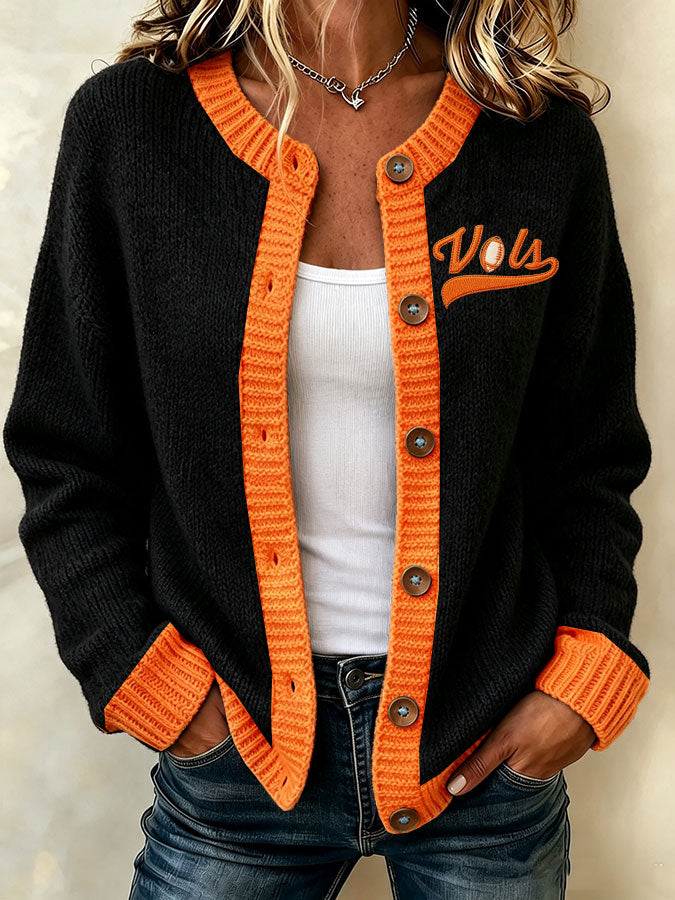 Women'S Casual Football Plant Knitted Cardigan Top