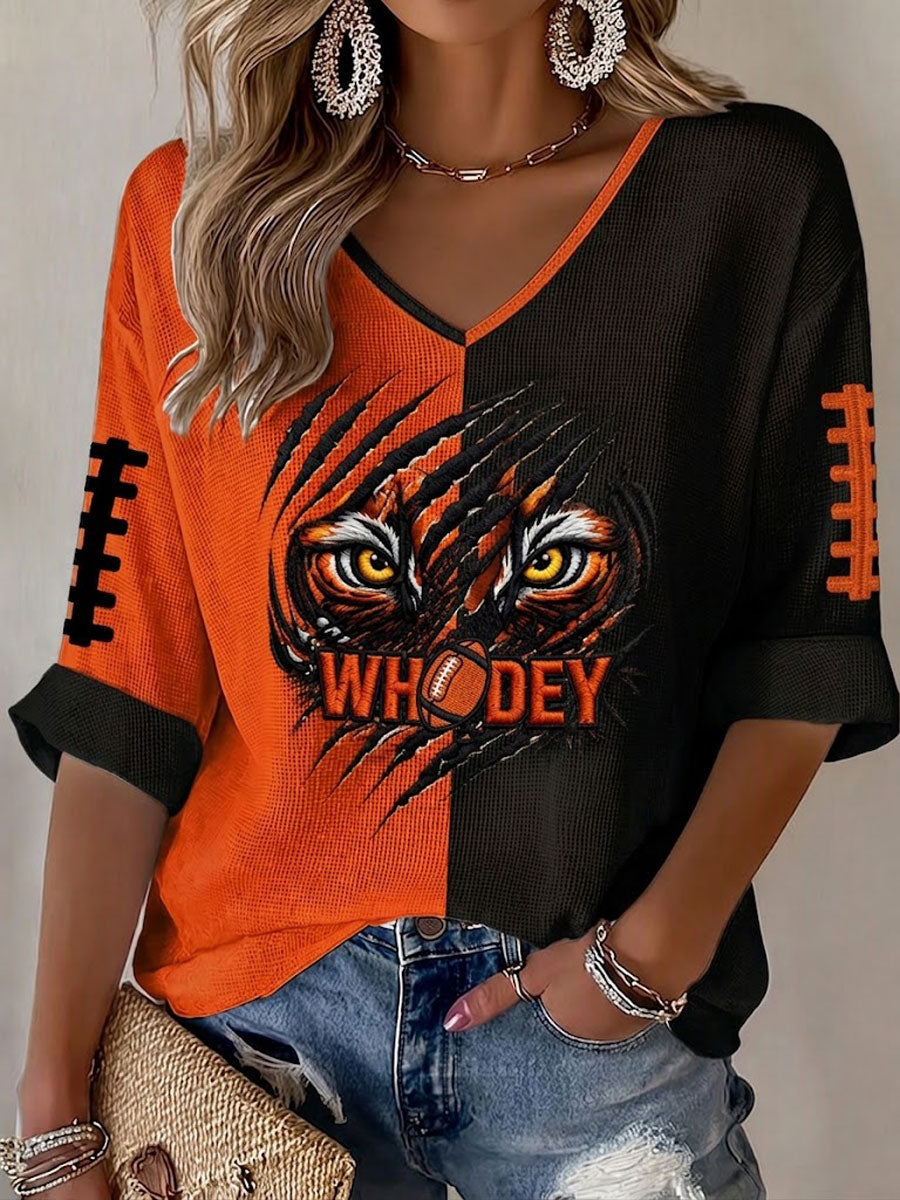Women'S Football Print Waffle Top