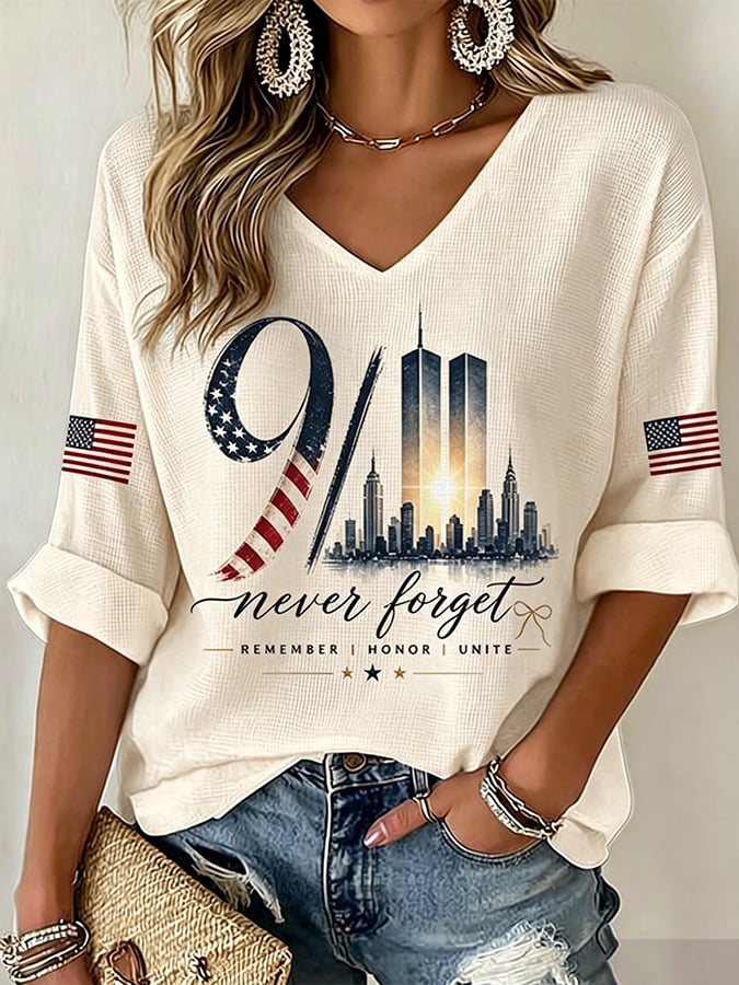 Women's Never Forget September 11 Print T-Shirt