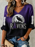 Women'S Football Print Waffle  Top