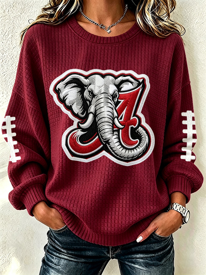 Women'S Football Print Long Sleeved Round Neck Sweatshirt