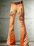 Women's Football Commemorative Printed Denim Pants