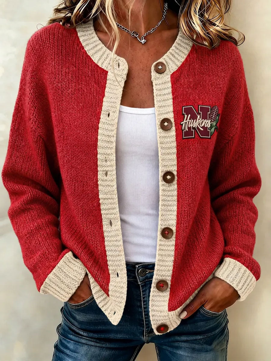 Women'S Casual Football Plant Knitted Cardigan Top