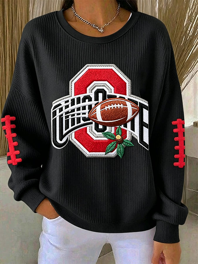 Women'S Football Print Casual Sweatshirt