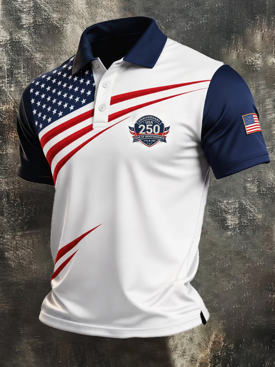 Men's America Flag Print Short Sleeve Top