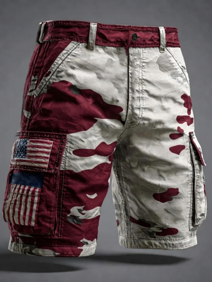 Retro American 250th Anniversary Camouflage Print Men's Shorts