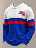 Men's Football Lover Bulls BUF Art Printed Waffle Long Sleeve Top