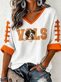 Women'S Football Print Waffle Top