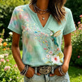 Women's Hummingbird Floral Art Print T-Shirt