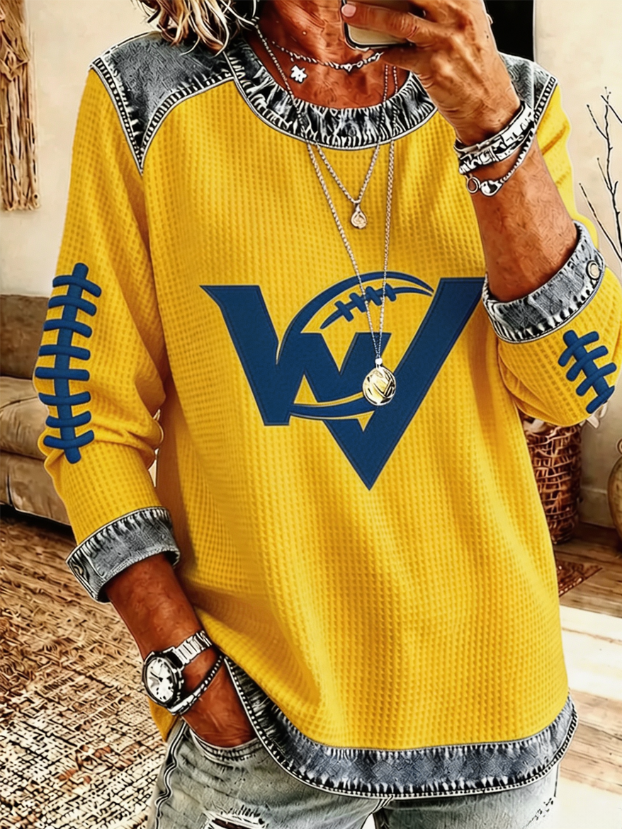 Women's Football Print Long Sleeved Sweatshirt