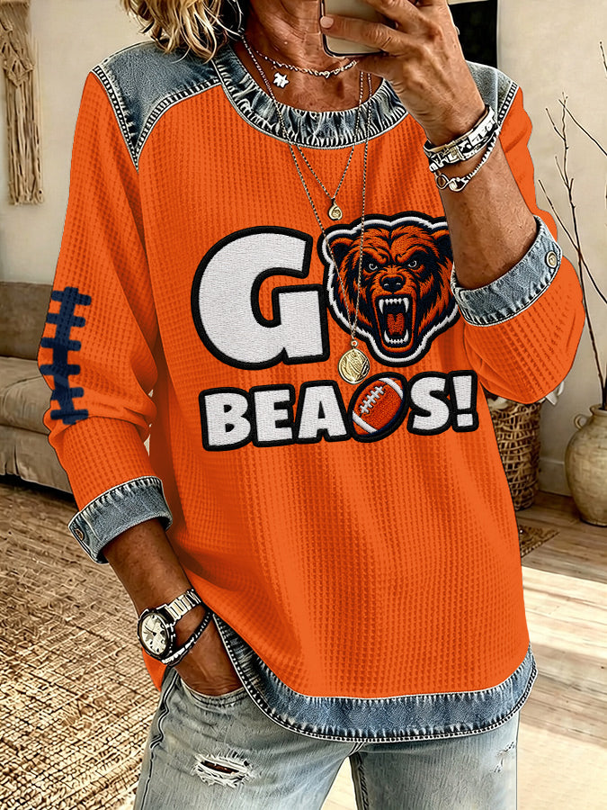 Women'S Football Printed Casual Long Sleeve Top