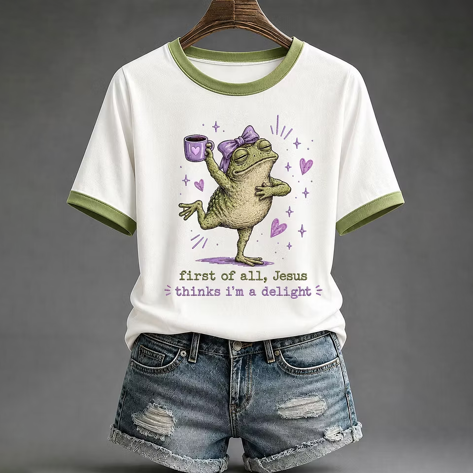 Women's 'Jesus Thinks I'm A Delight' Printed Casual T-Shirt