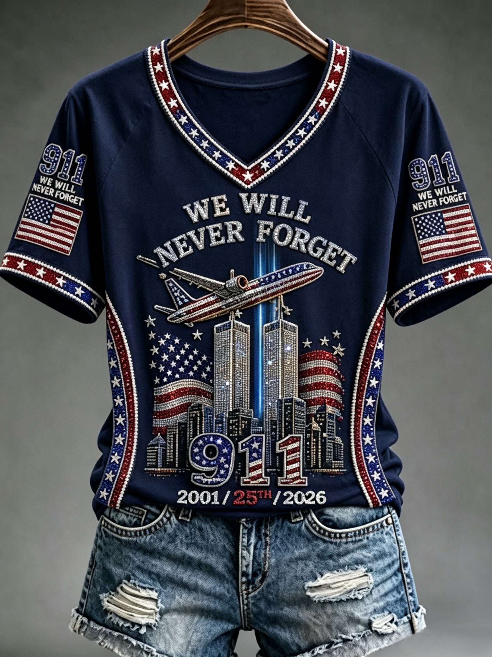 Women's 9.11 Never Forget Printed Casual Tops