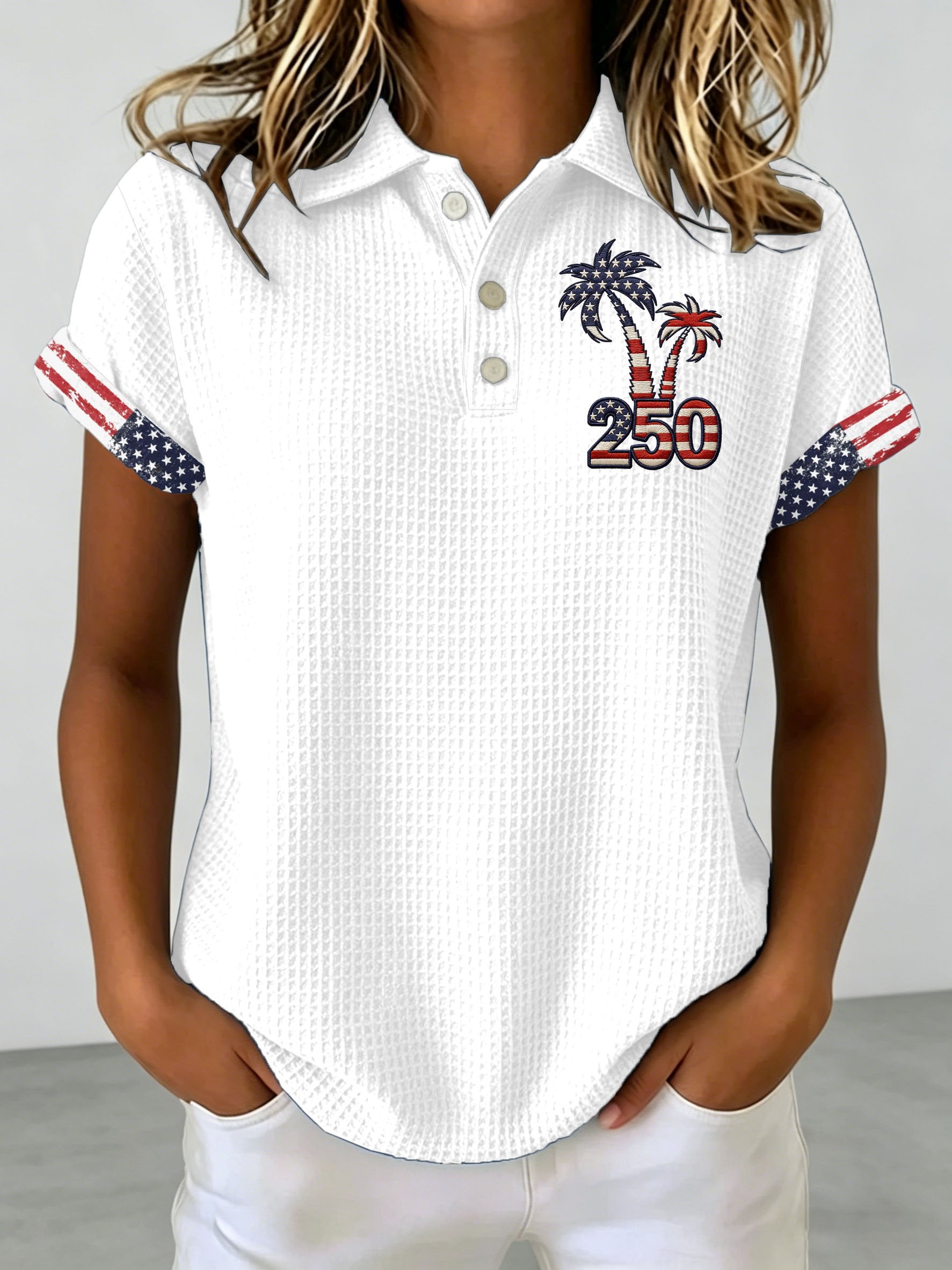 Women's Retro American Flag 250th Anniversary Print Casual T-Shirt