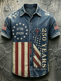 Men'S America Flag Printed Casual Collar Shirt
