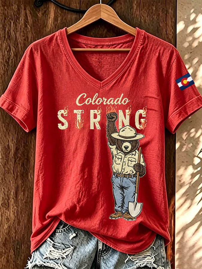 Women'S Colorado Strong Printed V-Neck T-Shirt