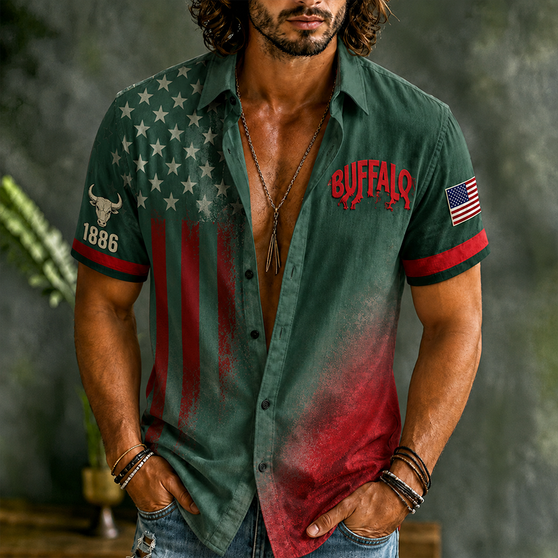 Men's "Buffalo Soldier" Summer Short-Sleeve Shirt