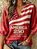 Women's 250th Anniversary Floral Print Cotton-Linen Top