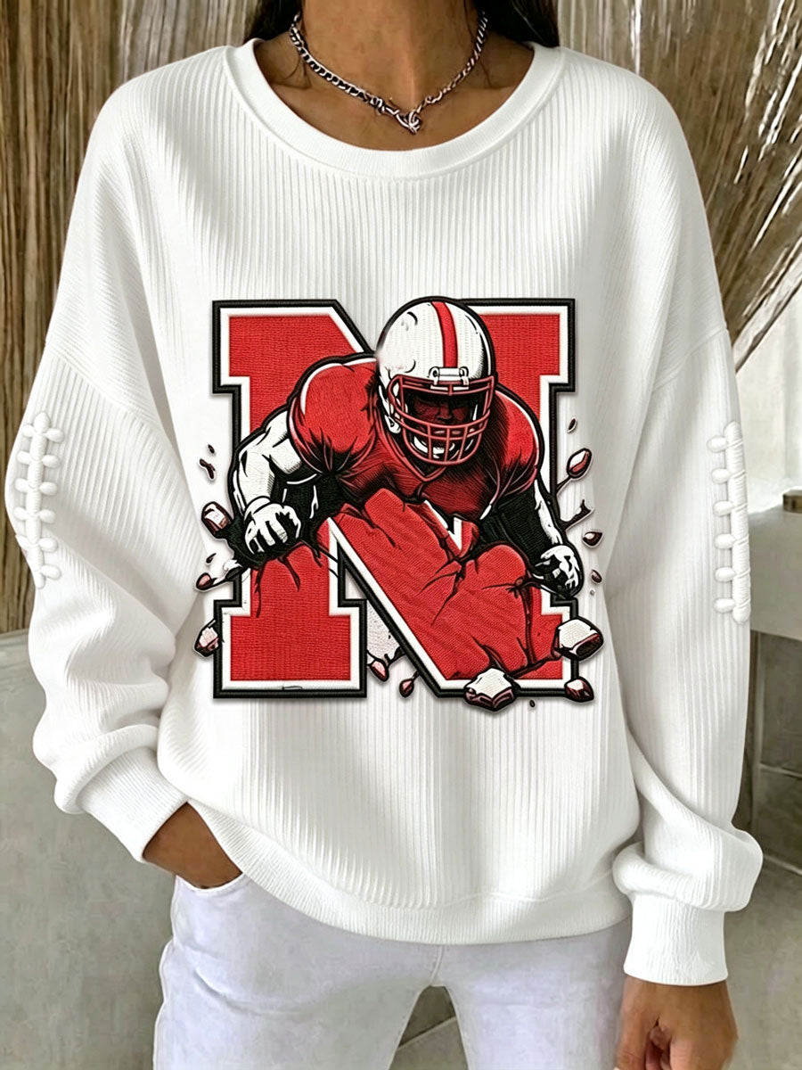Women'S Football Print Casual Sweatshirt