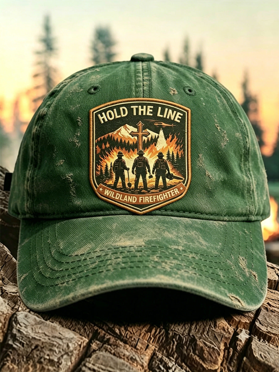 Retro“HOLD THE LINE” Print Baseball Cap