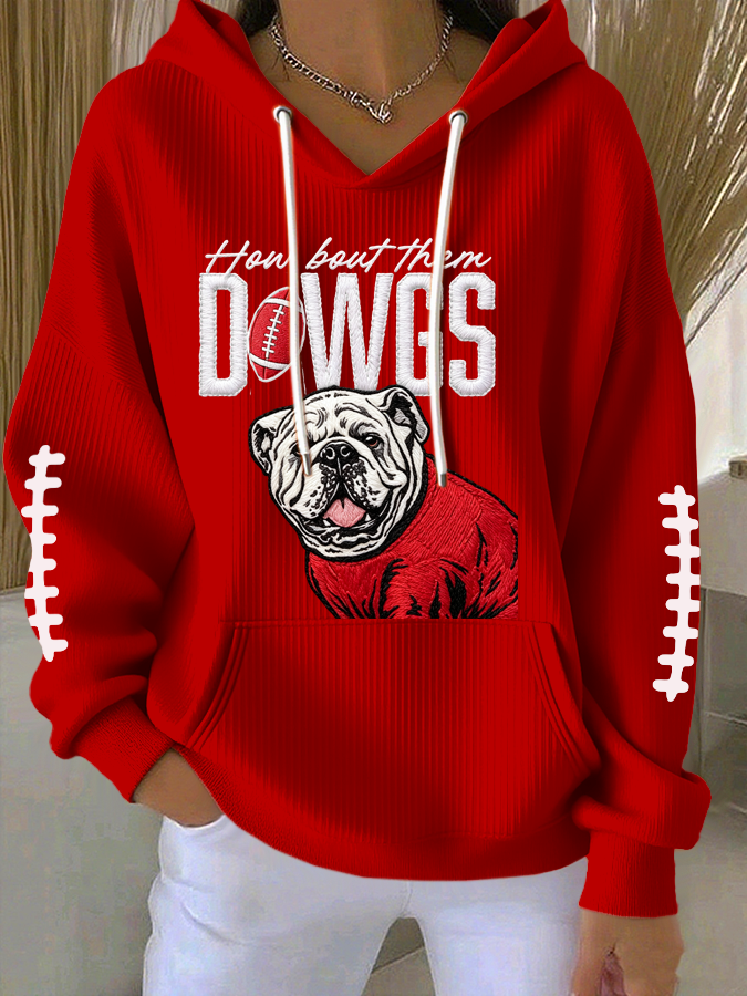 Women'S Football Print Hooded Sweatshirt