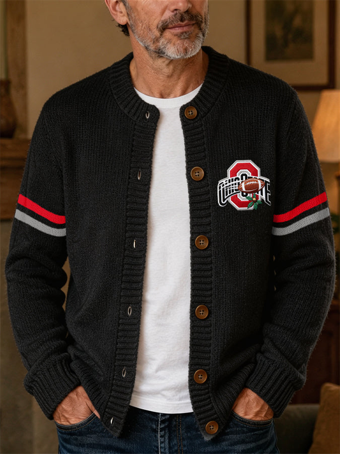 Men'S Casual Football Knitted Cardigan Top
