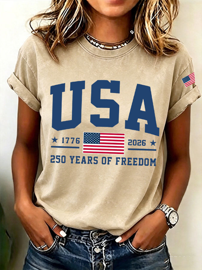 Women'S  America Flag Printed Casual T-Shirt