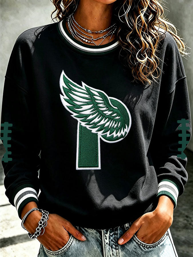 Women'S Retro Football Print Round Neck Sports Shirt