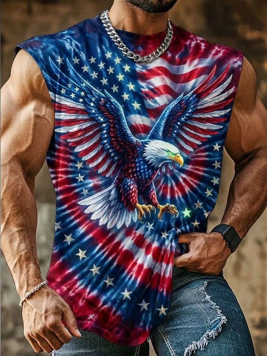 Men's Vintage Independence Day Eagle Flag Vests