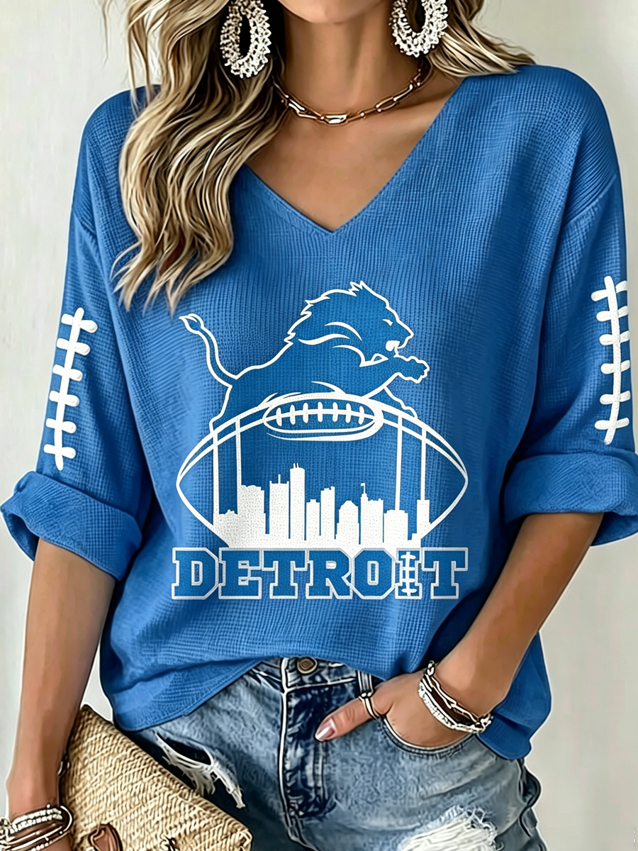 Women'S Football Print Waffle Top