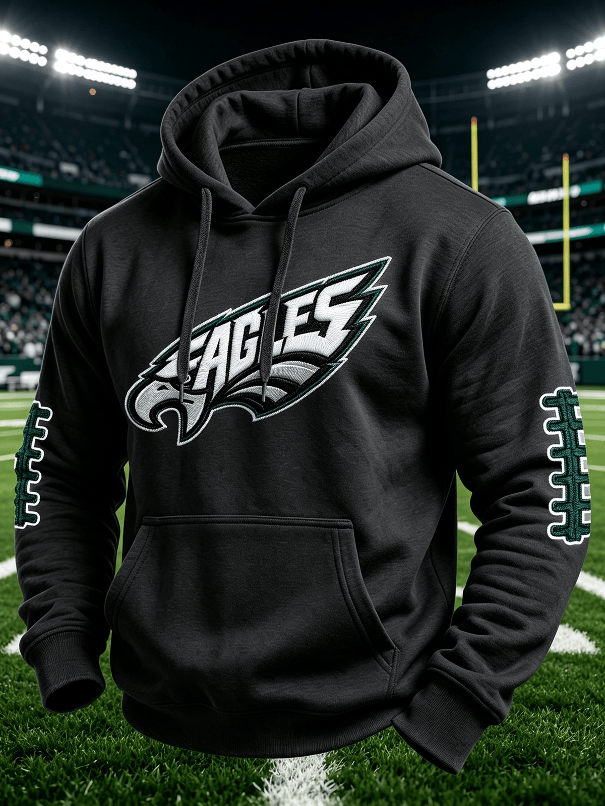 Men'S Casual Football Print Hooded Sweatshirt