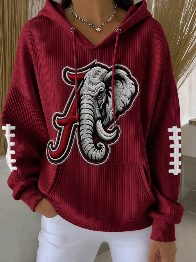 Women'S Football Printed Hooded Sweatshirt
