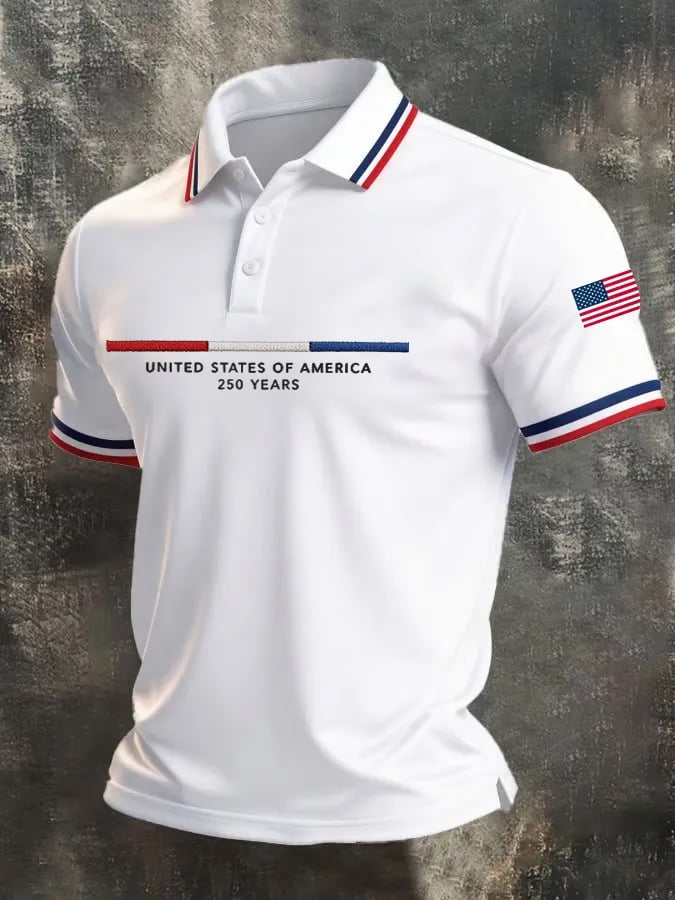 Men's 250th Anniversary Printed Casual Polo Shirt