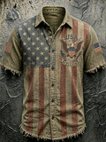 Men'S America Flag Printed Casual Collar Shirt
