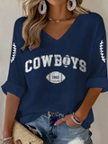 Women'S Football Print Waffle  Top