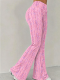 Women'S Breast Cancer Awareness Publicity Prevention Printing Casual Elastic Flare Pants