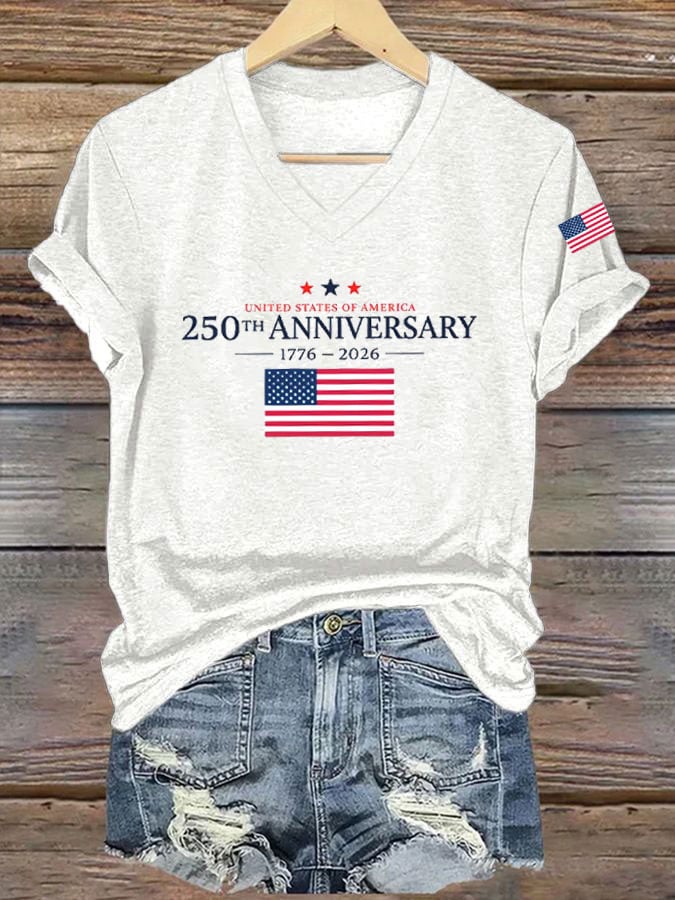 Women's 250th Anniversary American Casual Printed Short-Sleeve T-Shirt