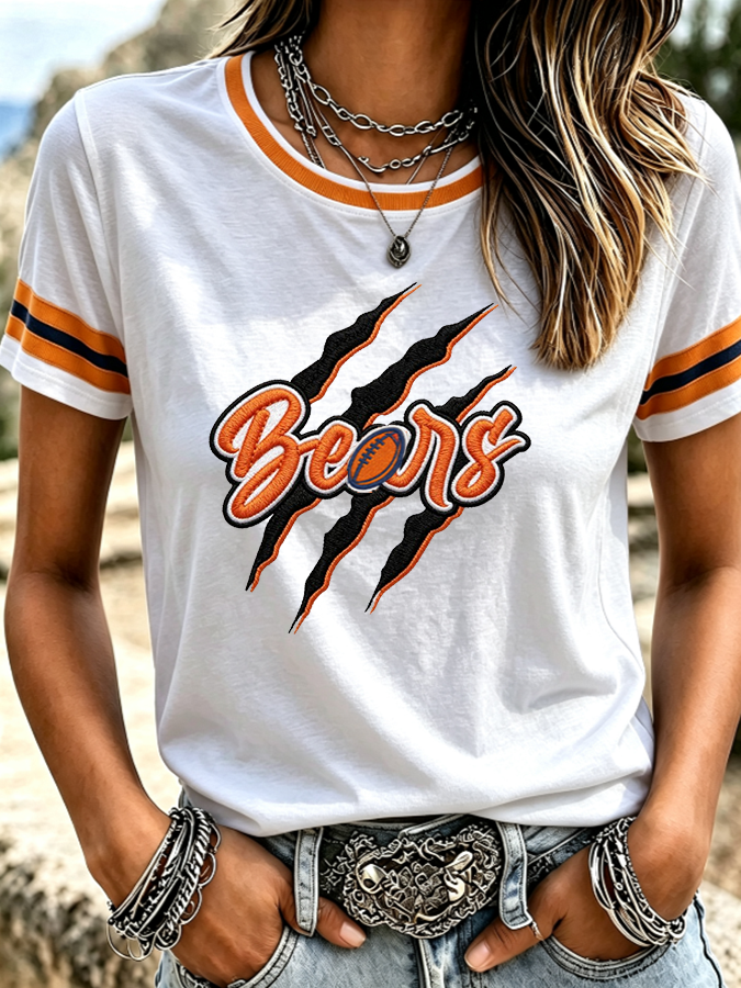 Women'S Retro Football Printed T-Shirt