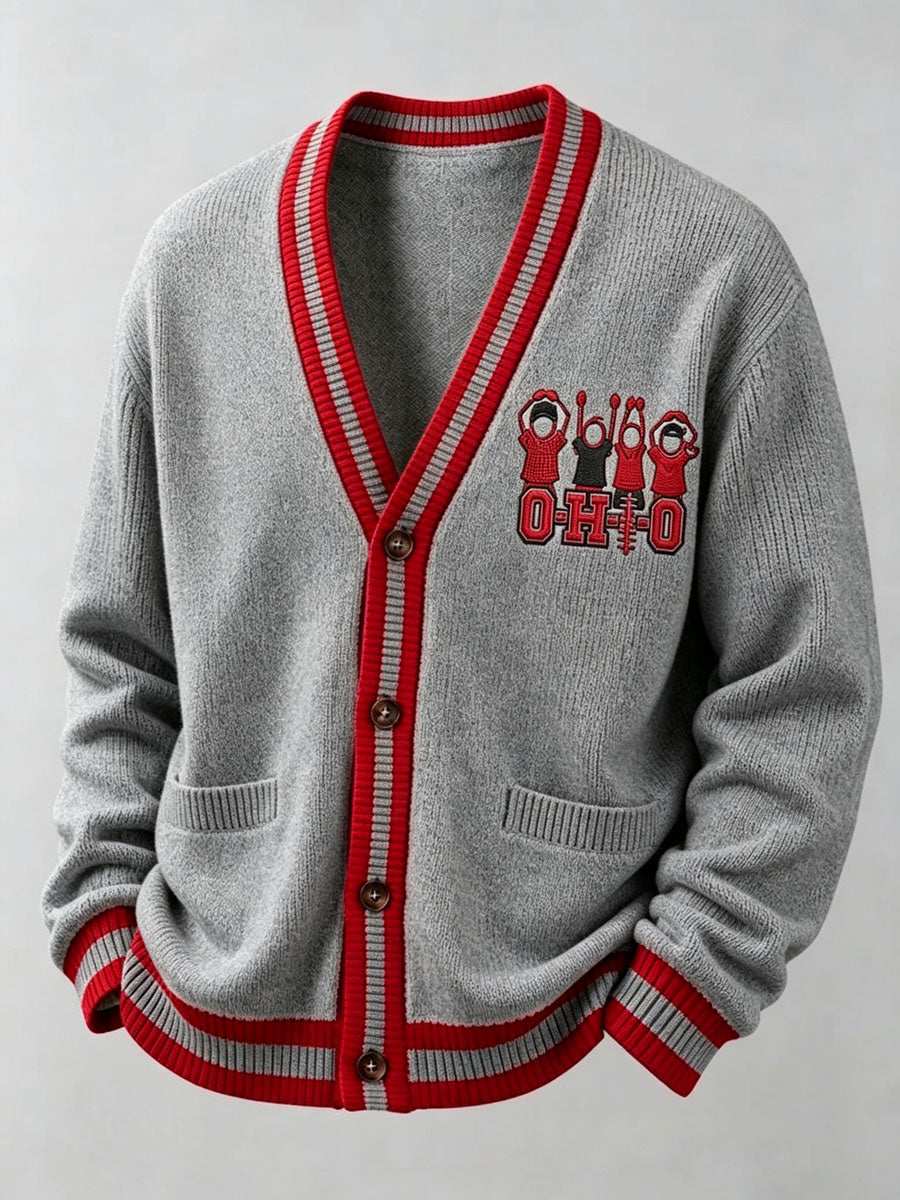 Men'S Casual Football Printed Cardigan