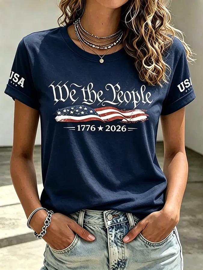 Women'S Independence Day Print Short-Sleeve Top